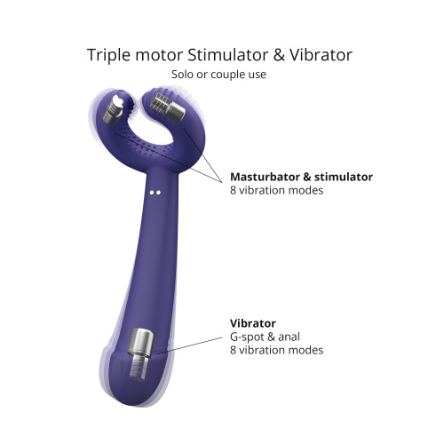Темно-синий вибратор для пар Please Me Multi Vibrator фото 2