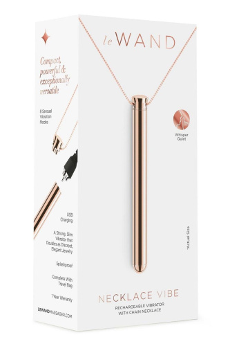 Золотистый вибростимулятор-кулон на цепочке Necklace Rechargeable Vibrator фото 7