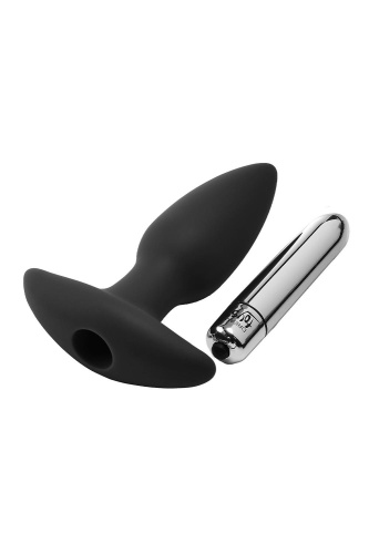 Черная анальная вибропробка FantASStic Vibrating Plug - 14 см. фото 5