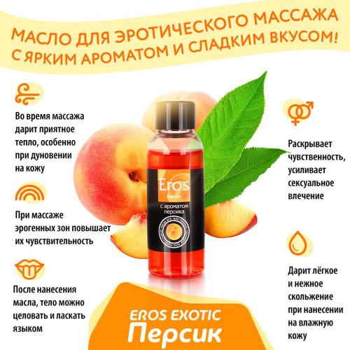 Массажное масло Eros exotic с ароматом персика - 75 мл. фото 4