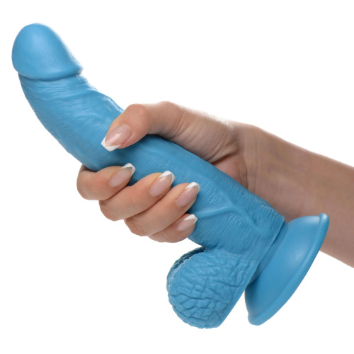 Голубой фаллоимитатор на присоске 7.5  Dildo with Balls - 21,5 см. фото 2