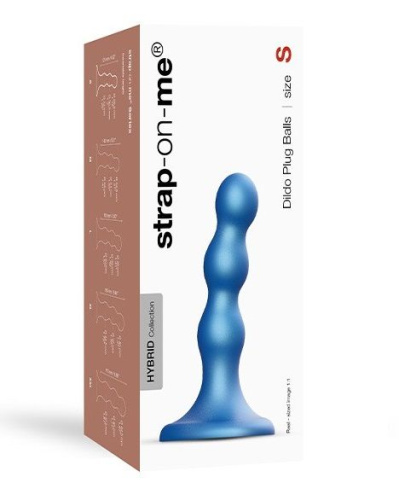 Голубая насадка Strap-On-Me Dildo Plug Balls size S фото 2