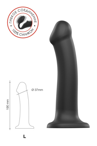 Черный фаллос на присоске Silicone Bendable Dildo L - 19 см. фото 8