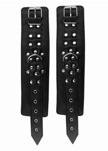 Черные наручники с фиксацией на двух карабинах фото 6