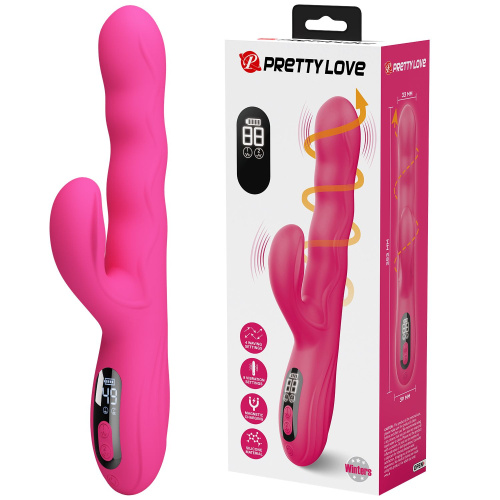 Розовый вибростимулятор-кролик с волновыми движениями Winters - 25,2 см. фото 2