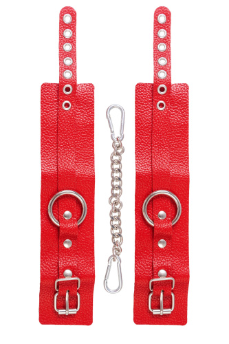 Красные мягкие кожаные оковы с люверсами фото 6 Красные мягкие кожаные оковы с люверсами фото 6