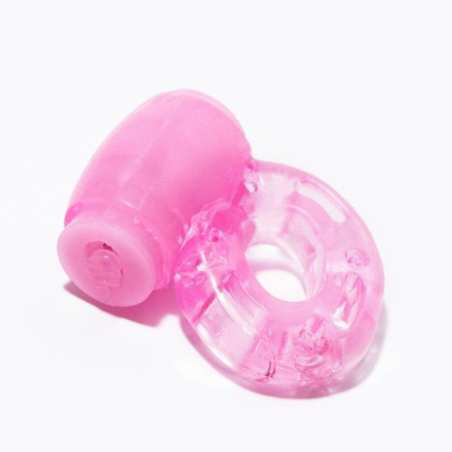 Розовое мягкое эрекционное кольцо с вибрацией фото 2