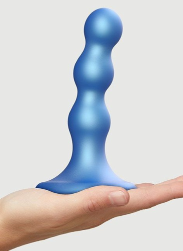 Голубая насадка Strap-On-Me Dildo Plug Balls size S фото 3