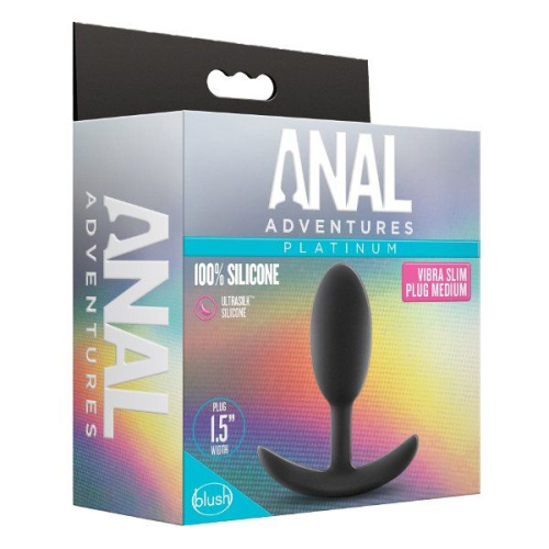 Черная анальная пробка Silicone Vibra Slim Plug Medium - 10,2 см. фото 2