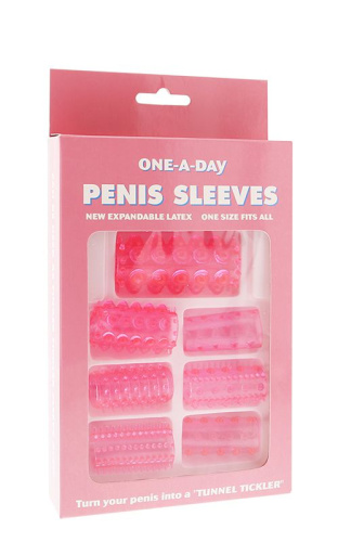 Набор из 7 розовых насадок на пенис ONE-A-DAY PENIS SLEEVES PINK фото 2