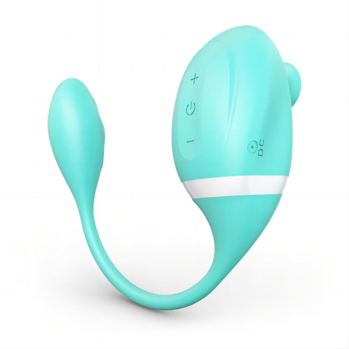 Мятный вакуумный вибростимулятор Tadpole Vibrating Dual Stimulation с виброхвостиком фото 2
