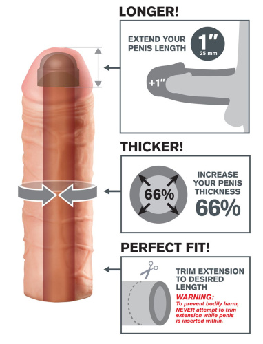 Реалистичная насадка Mega 1 Extension - 17 см. фото 3