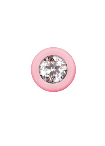 Розовая анальная цепочка с кристаллом Chummy - 16 см. фото 4