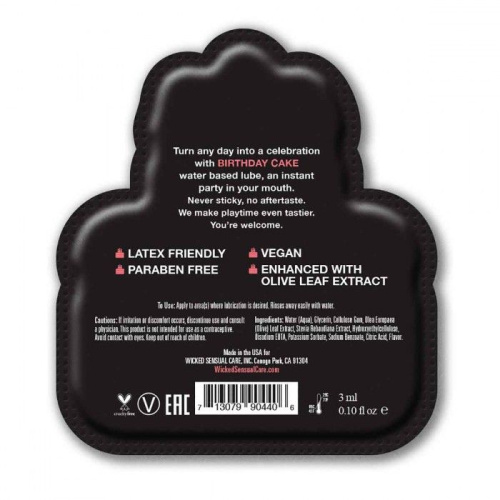 Лубрикант на водной основе со вкусом торта с кремом Wicked Aqua Birthday cake - 3 мл. фото 2