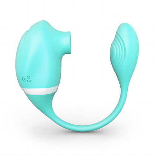Мятный вакуумный вибростимулятор Tadpole Vibrating Dual Stimulation с виброхвостиком фото 6