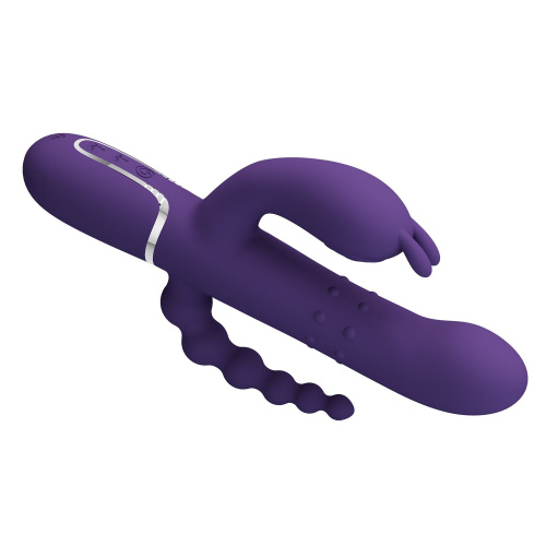 Фиолетовый вибратор для тройной стимуляции Cammy - 22,2 см. фото 4