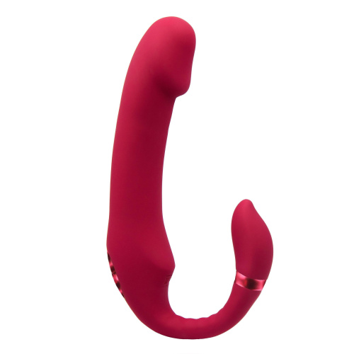 Красный вибратор Indira c гибким стимулятором клитора и нагревом - 18 см. фото 2