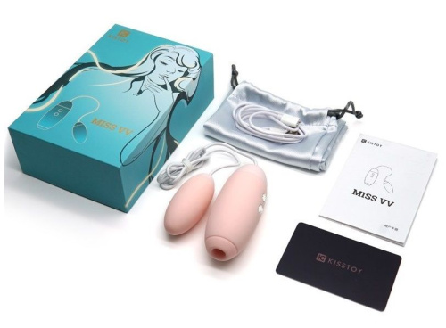 Нежно-розовое виброяйцо с вакуум-волновым действием Kiss Toy Miss VV фото 4