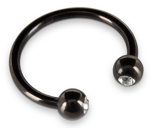 Черное металлическое кольцо под головку со стразами Glans Ring фото 4