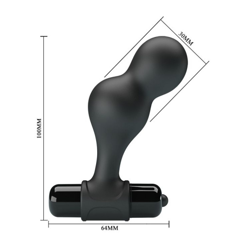 Черная анальная пробка с вибрацией Silicone Vibrating Anal Plug - 10 см. фото 4