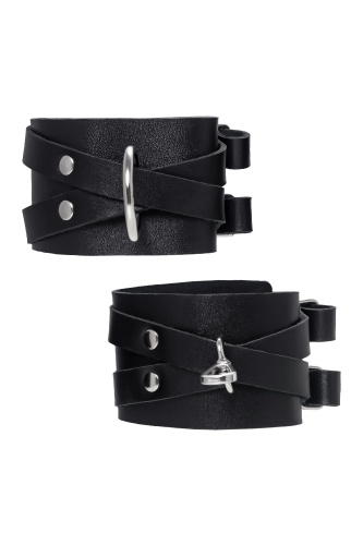Черные кожаные оковы с двумя перекрёстными ремешками фото 3 Черные кожаные оковы с двумя перекрёстными ремешками фото 3