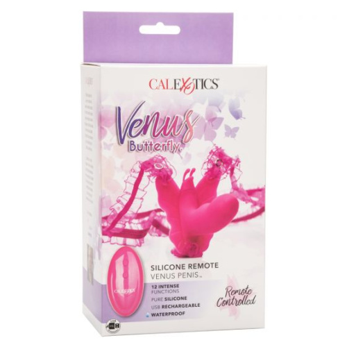 Розовая вибробабочка на ремешках Silicone Remote Venus Penis фото 4