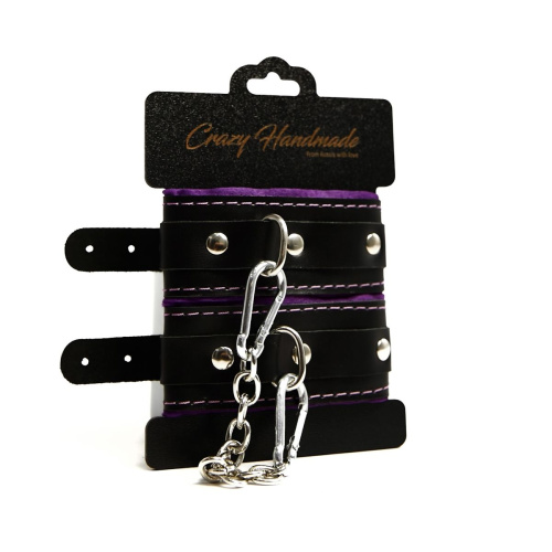 Черно-фиолетовые скругленные наручники с мягкой подкладкой фото 2 Черно-фиолетовые скругленные наручники с мягкой подкладкой фото 2