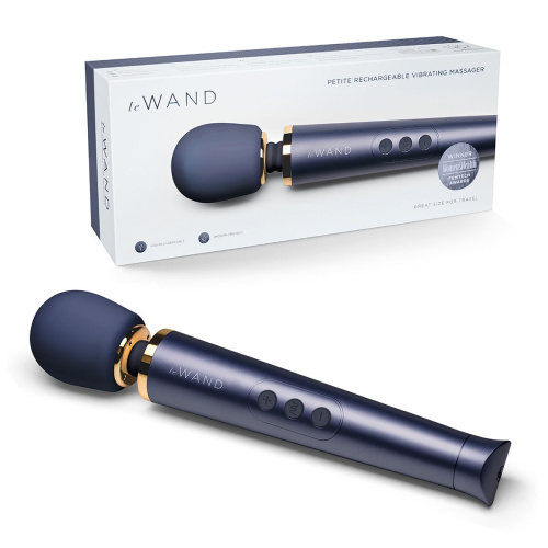 Cиний вибратор Le Wand Petite Rechargeable Vibrating Massager - 25 см. фото 2