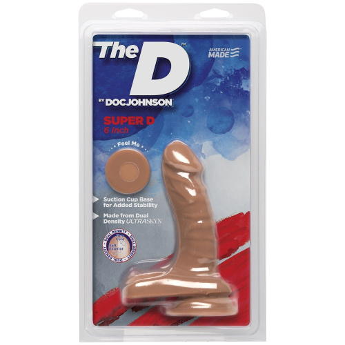 Бежевый фаллоимитатор с мошонкой на присоске The D Super D 6  Caramel - 16,5 см. фото 2