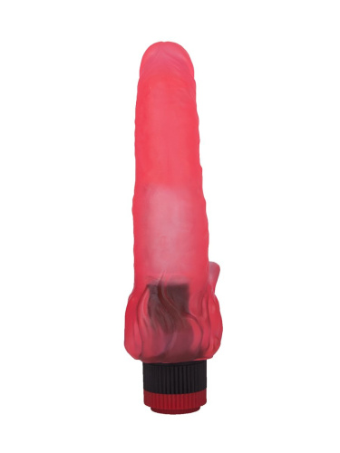 Розовый гелевый вибратор с клиторальными лепестками - 18,5 см. фото 3