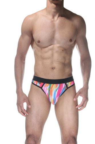 Мужские трусы-стринги с принтом в виде мазков краски Мужские трусы-стринги с принтом в виде мазков краски