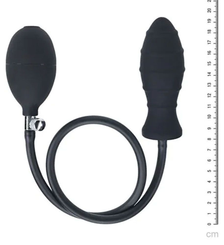 Черная анальная втулка с функцией расширения Ribbed Inflatable Silicone Anal Plug фото 4 Черная анальная втулка с функцией расширения Ribbed Inflatable Silicone Anal Plug фото 4