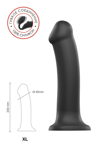 Черный фаллос на присоске Silicone Bendable Dildo XL - 20 см. фото 7