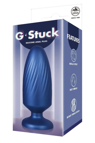 Синяя анальная пробка G Stuck Silicone Anal Plug - 13,5 см. фото 4