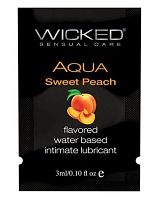 Лубрикант с ароматом спелого персика Wicked Aqua Sweet Peach - 3 мл.