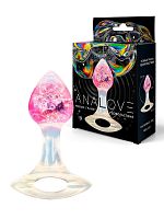 Розоватая анальная пробка с ручкой - 8,5 см.