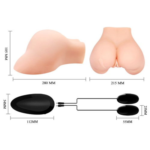 Телесная вибровагина Julie с 2 рабочими отверстиями фото 6