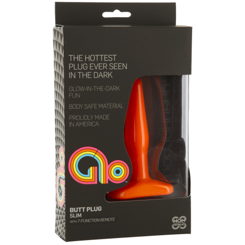 Анальная пробка с вибрацией GLO Vibrating Slim Orange фото 2