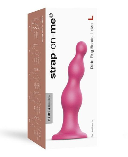 Розовая насадка Strap-On-Me Dildo Plug Beads size L фото 2