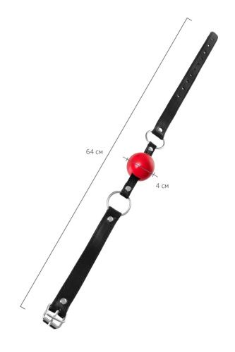 Красный кляп-шар на черных ремешках Anonymo фото 6