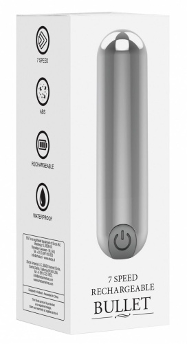 Серебристая перезаряжаемая вибропуля 7 Speed Rechargeable Bullet - 7,7 см. фото 3