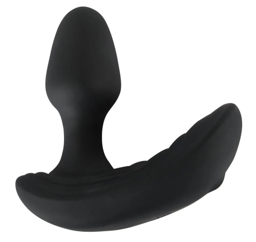 Черный вибростимулятор простаты Butt Plug с функцией расширения - 10,7 см. фото 3