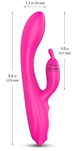 Розовый вибратор-кролик с функцией нагрева - 21,8 см. фото 3