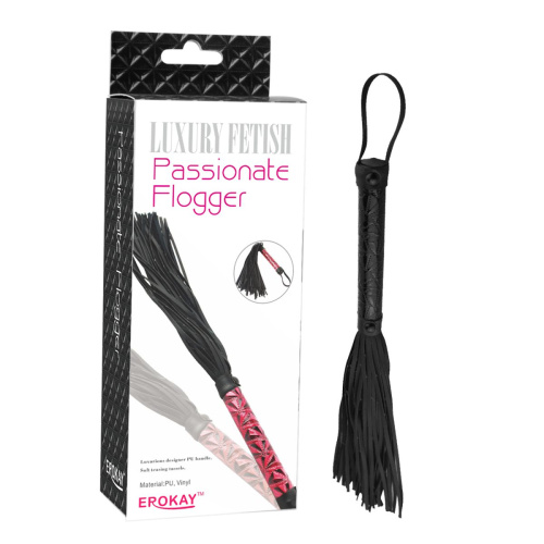 Чёрная многохвостая кожаная плетка Passionate Flogger - 39 см. фото 2