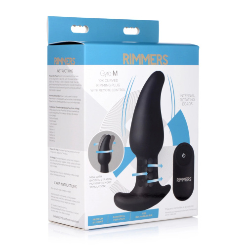 Черная анальная вибропробка с эффектом римминга Gyro M Curved Rimming Plug - 13,7 см. фото 3
