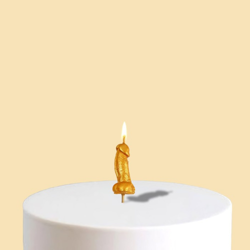 Золотистая свеча для торта в виде фаллоса - 4,5 см. фото 3