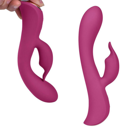 Бордовый вибромассажер-кролик 5  Silicone Bunny Love - 19,1 см. фото 5