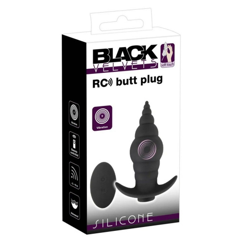 Черная анальная вибропробка RC Butt Plug - 9,6 см. фото 2