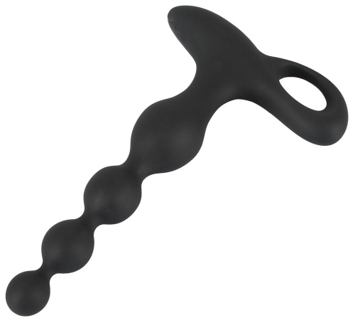 Черная анальная цепочка с вибрацией Rechargeable Anal Beads - 20 см. фото 3