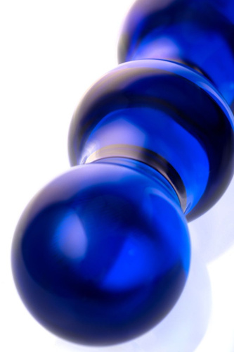 Синий стеклянный фаллоимитатор с наплывами - 20,5 см. фото 4